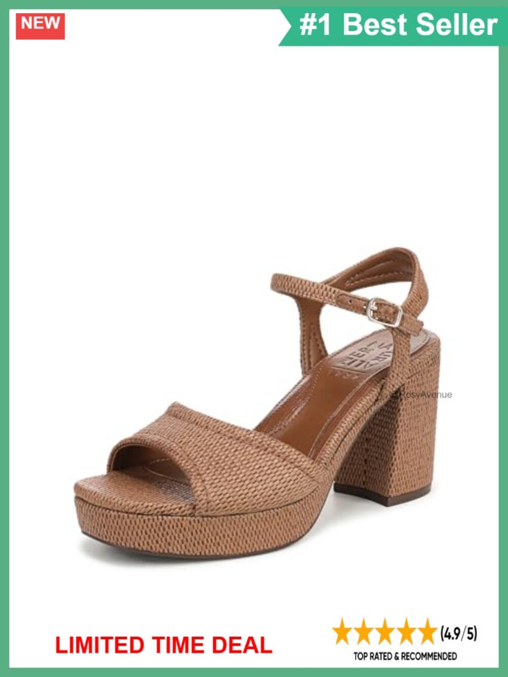 Women's Faux Raffia Platform Sandals Block Heel Square Toe Ankle Strap